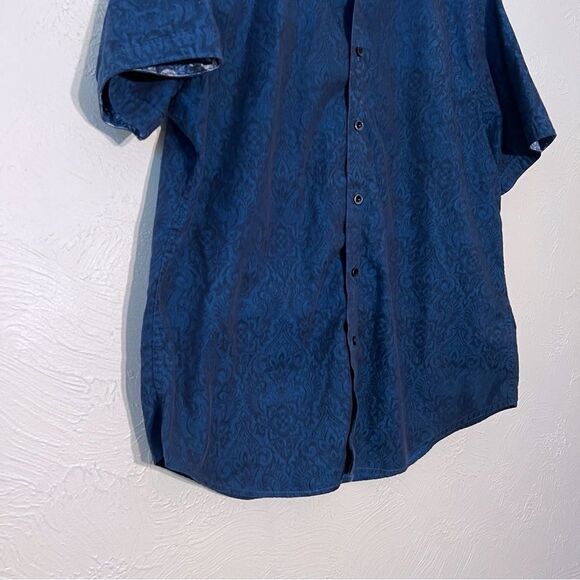 Robert Graham Blue PAISLEY Shirt Button Down Short Sleeve SZ XL - Picture 4 of 10